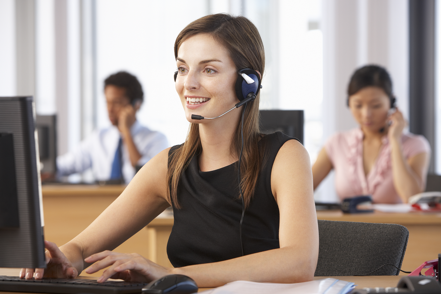 Woman talking on phone contact