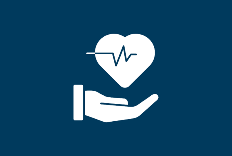 Hand with heart icon cancer care