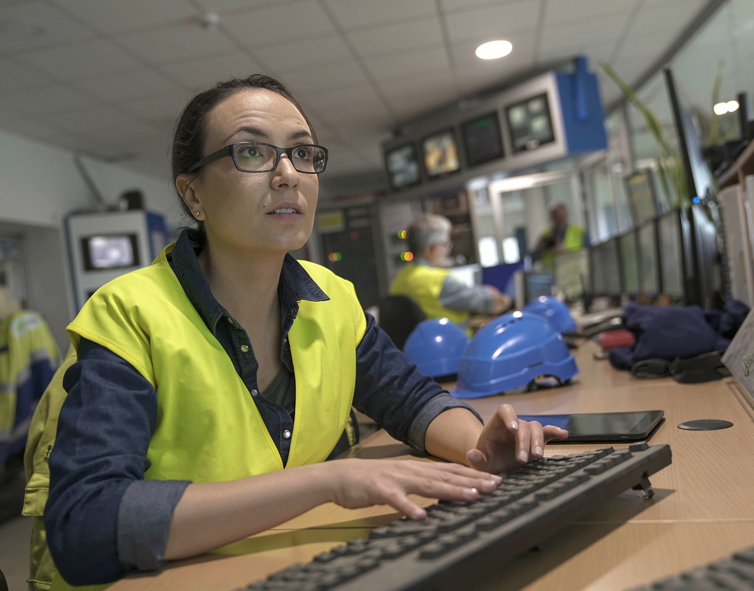 Woman working health physics