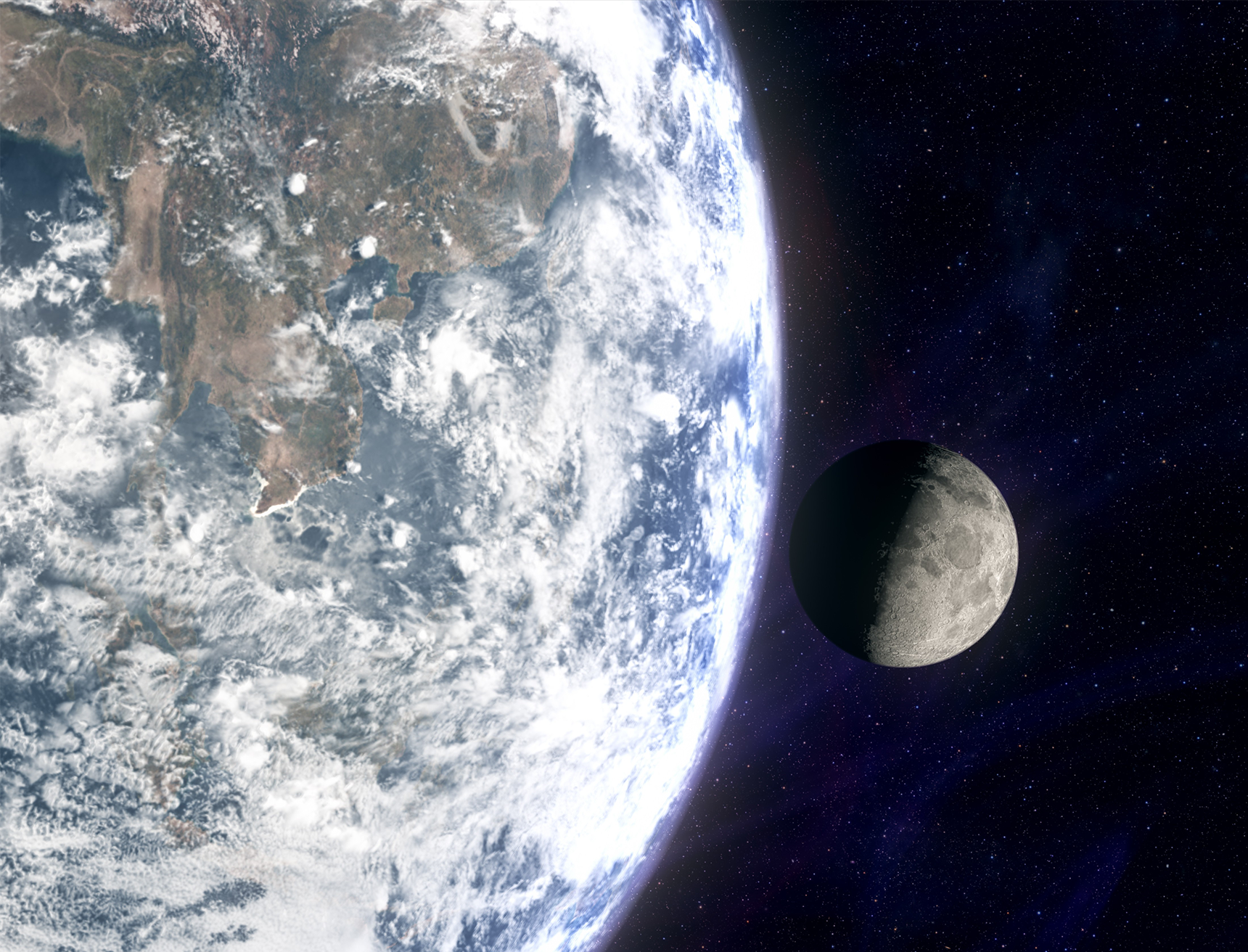Space earth moon