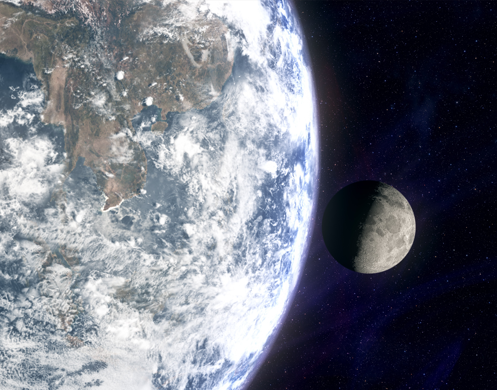Space earth moon