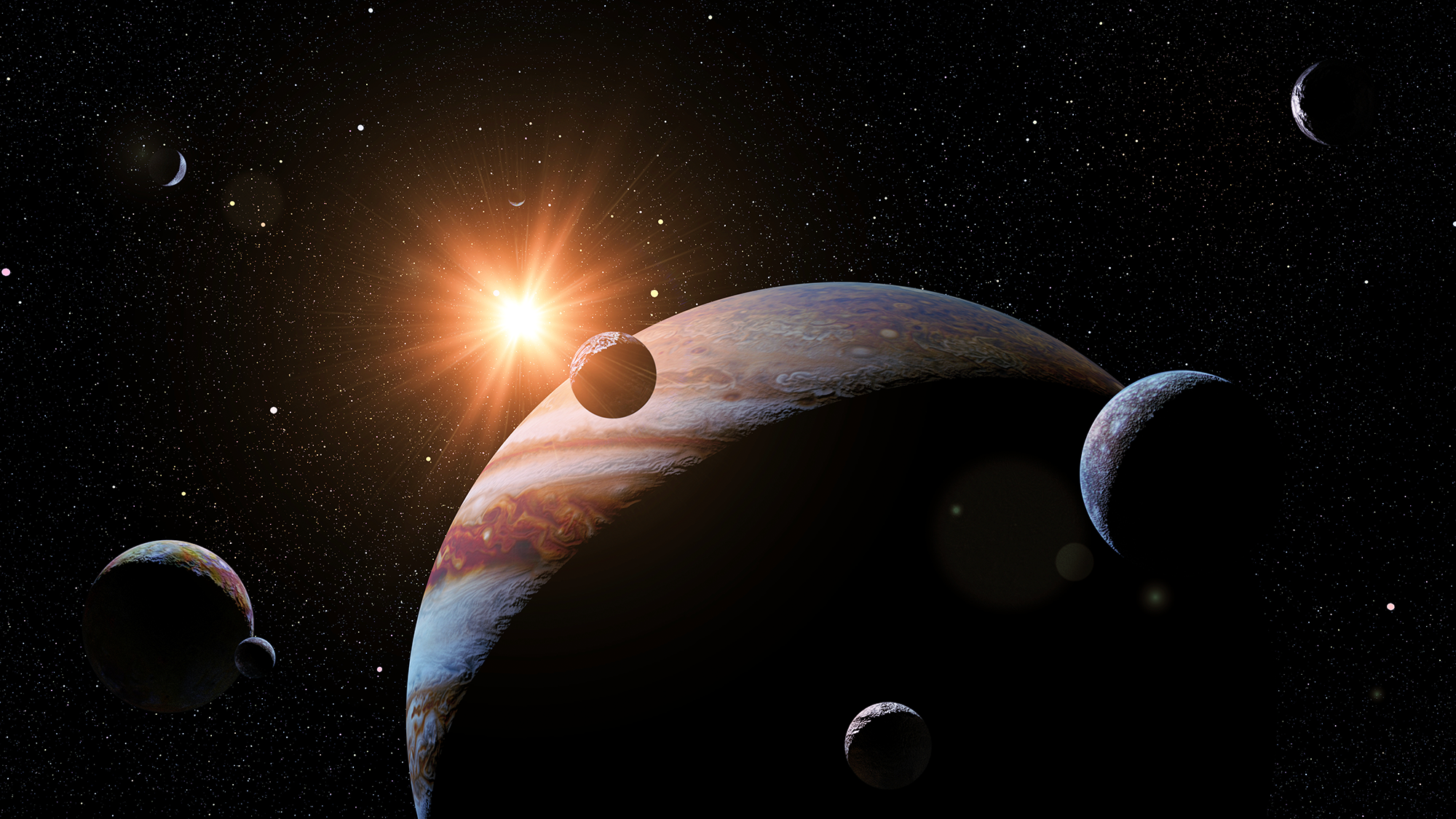 Space image stars jupiter moons