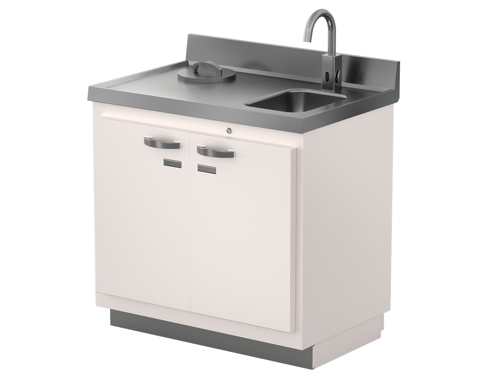 Lead lined sink and waste cabinet