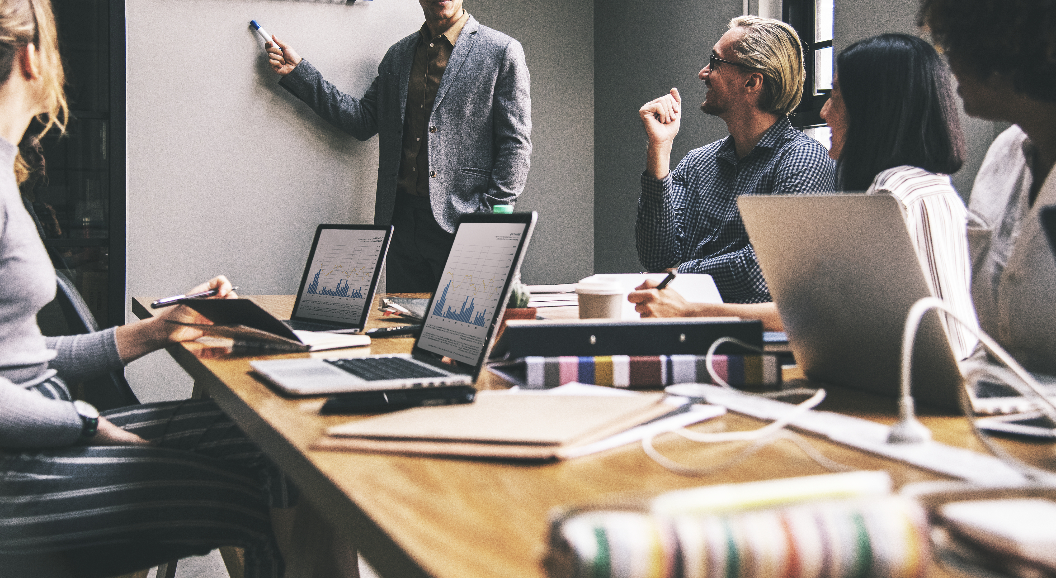 Group diverse people having business meeting