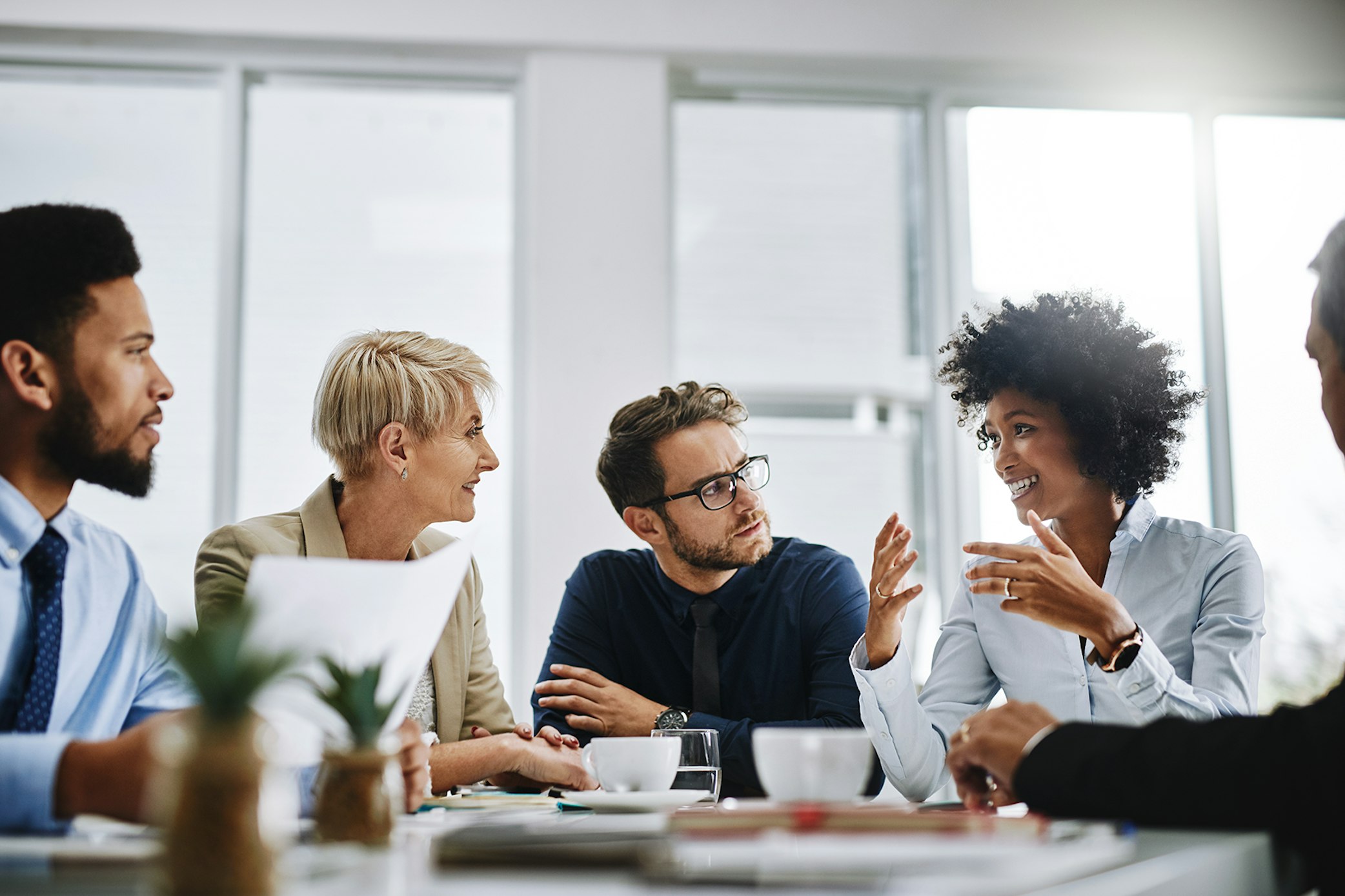 Workers in meeting expert guidance services