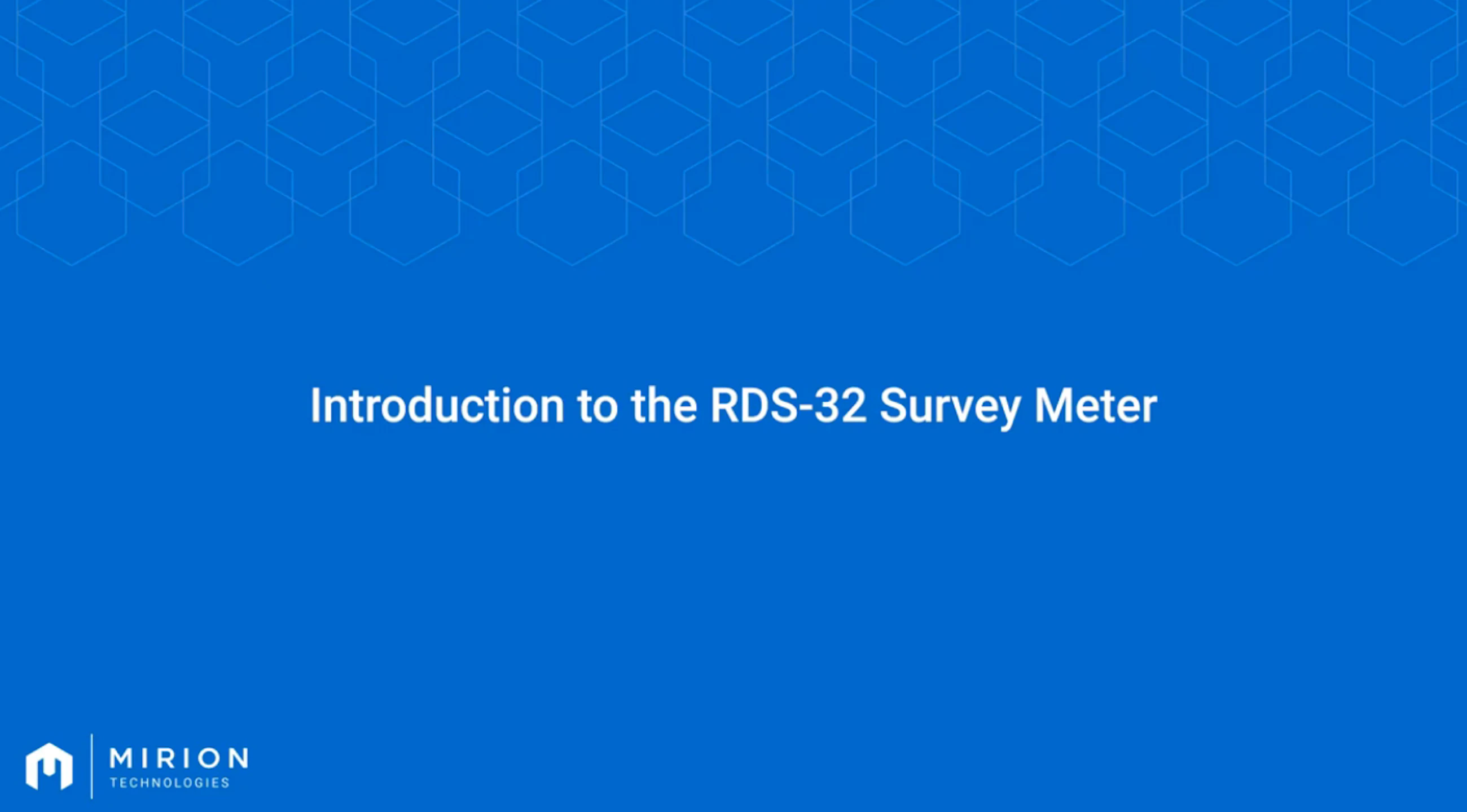 Introduction to the rds 32 survey meter